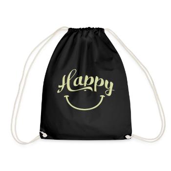happy quotes positive quote cute love positivity - Drawstring Bag - black - Front