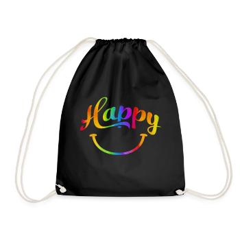 happy quotes positive quote cute love positivity - Drawstring Bag - black - Front