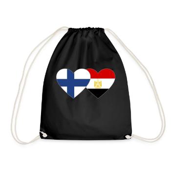 Finlande Égypte Drapeau Mains Coeur Forme - Sac de sport léger - noir - Devant