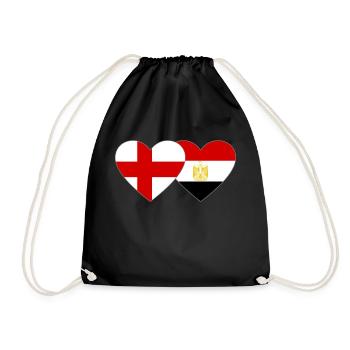 England Egypt Flag Hands Heart Shape - Drawstring Bag - black - Front