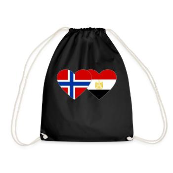 Norway Egypt Flag Hands Heart Shape - Drawstring Bag - black - Front