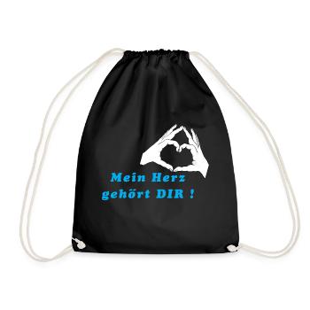 Hände formen ein Herz. Mein Herz gehört DIR ! - Turnbeutel - Schwarz - Vorne