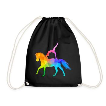 Voltigieren Akrobatik Reitsport Reiten Pferd bunt - Turnbeutel - Schwarz - Vorne