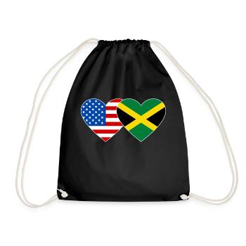États-Unis Jamaïque drapeau mains forme coeur - Sac de sport léger - noir - Devant