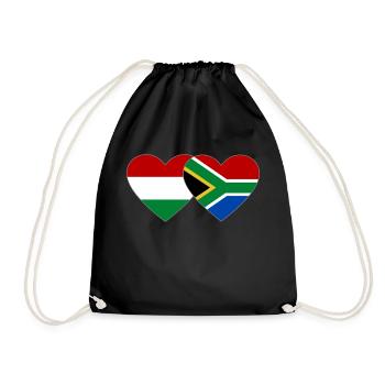 Hongrie Afrique du Sud Drapeau Mains Coeur Forme - Sac de sport léger - noir - Devant