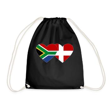 Afrique du Sud Danemark drapeau coeur forme - Sac de sport léger - noir - Devant