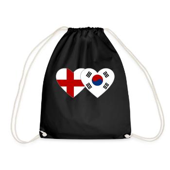 England Südkorea Flagge Herz - Turnbeutel - Schwarz - Vorne