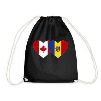 Canada Moldova Flag Heart - Drawstring Bag - black - Front