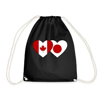 Canada Japan Flag Heart - Drawstring Bag - black - Front