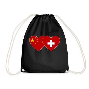 Chine Suisse Drapeau Mains Coeur Forme - Sac de sport léger - noir - Devant