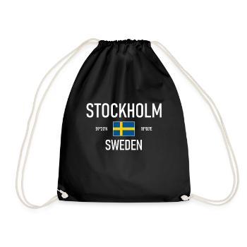 Stockholm - Suède - Sverige Coordonnées du drapeau - Sac de sport léger - noir - Devant