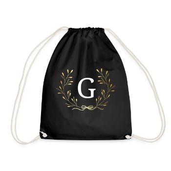 Lettre g couronne Floral doré - Sac de sport léger - noir - Devant