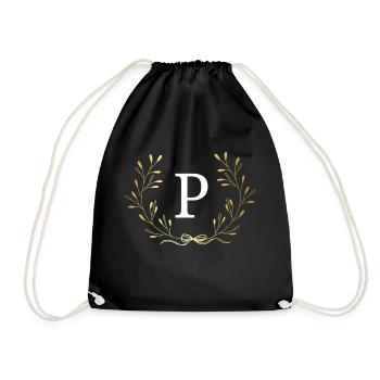 Buchstabe p Goldene Blumenkrone - Turnbeutel - Schwarz - Vorne
