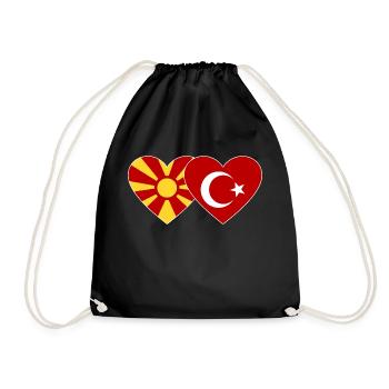 Macedonia Turkey Flag Heart - Drawstring Bag - black - Front