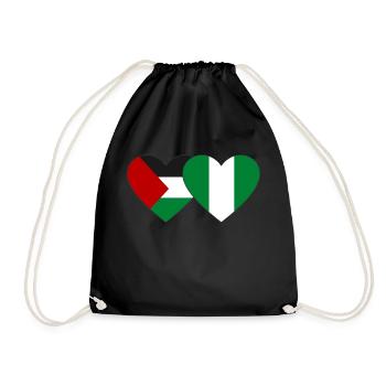 Palestine Nigeria Drapeau Coeur - Sac de sport léger - noir - Devant