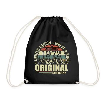 August 1972 Birthday August 1972 Vintage August - Drawstring Bag - black - Front