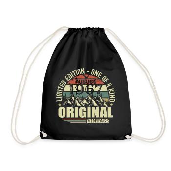 August 1967 Birthday August 1967 Vintage August - Drawstring Bag - black - Front