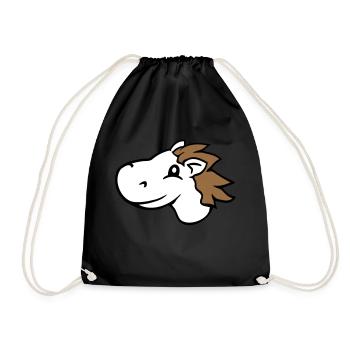Horse Cute Pony Foal Fast Riding Comic Rider - Drawstring Bag - black - Front