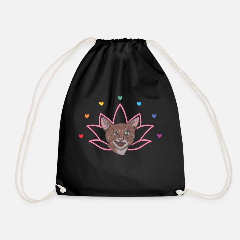Chakra Cat - Drawstring Bag - black