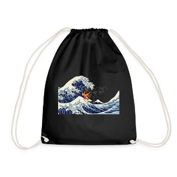 Surfing the great wave - Drawstring Bag - black - Front