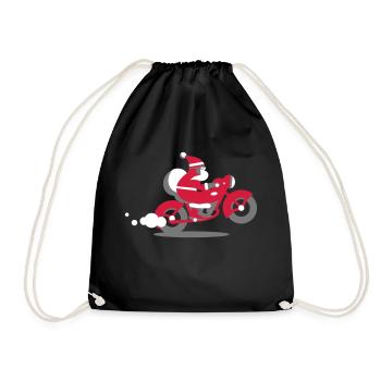 Weihnachtsmann Express auf Motorrad - Turnbeutel - Schwarz - Vorne