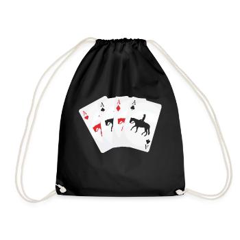 Kartenspiel Westernreiter - Turnbeutel - Schwarz - Vorne