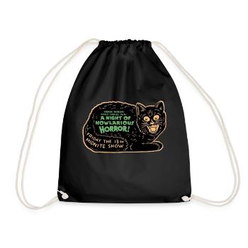 Vintage Halloween Black Cat Night of Horror - Drawstring Bag - black - Front