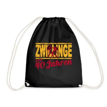 Geburtstag 40 Zwillinge - Turnbeutel - Schwarz - Vorne