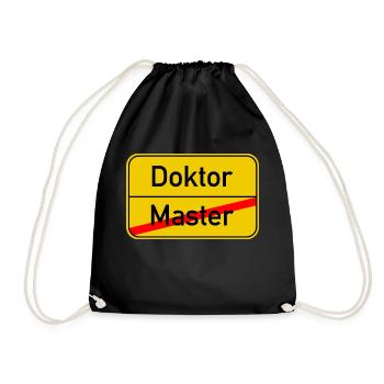 Ortsschild Master - Doktor - Turnbeutel - Schwarz - Vorne
