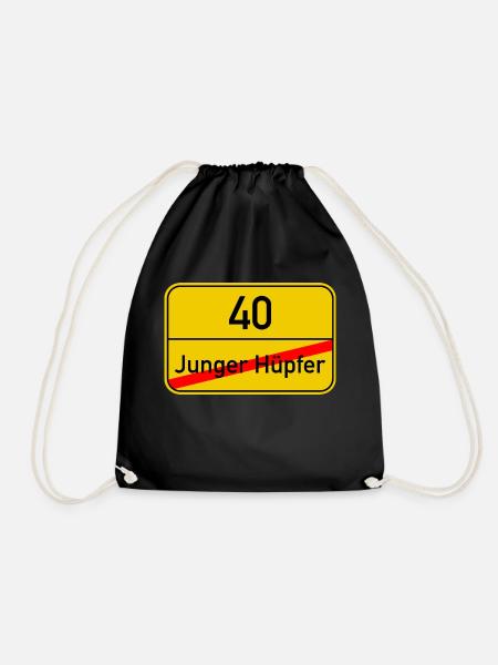 Ortsschild junger Hüpfer - 40 - Turnbeutel - Schwarz