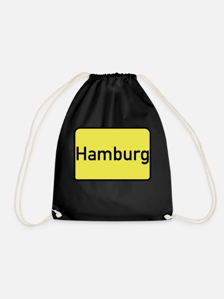 Ortsschild Hamburg - Turnbeutel - Schwarz