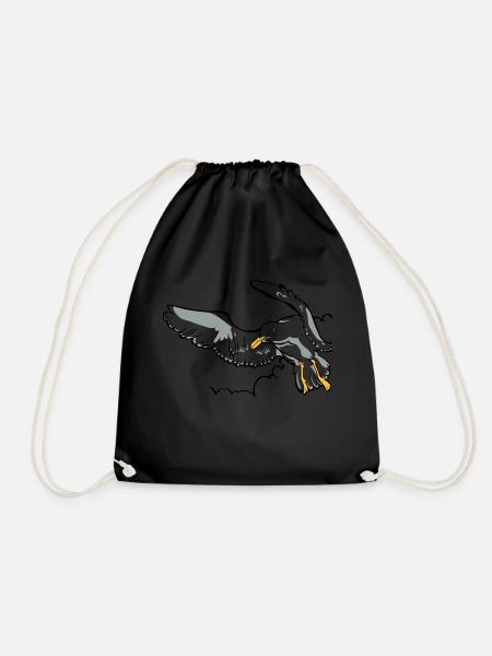 Seagull - Drawstring Bag - black