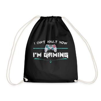 Gaming Gift Games Adult Funny Nerd Gamer - Drawstring Bag - black - Front