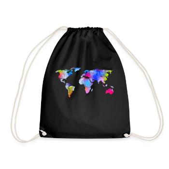 map of the world - Drawstring Bag - black - Front
