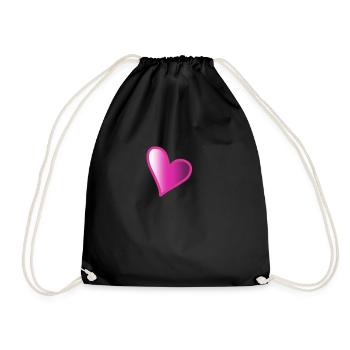Pink heart - Drawstring Bag - black - Front