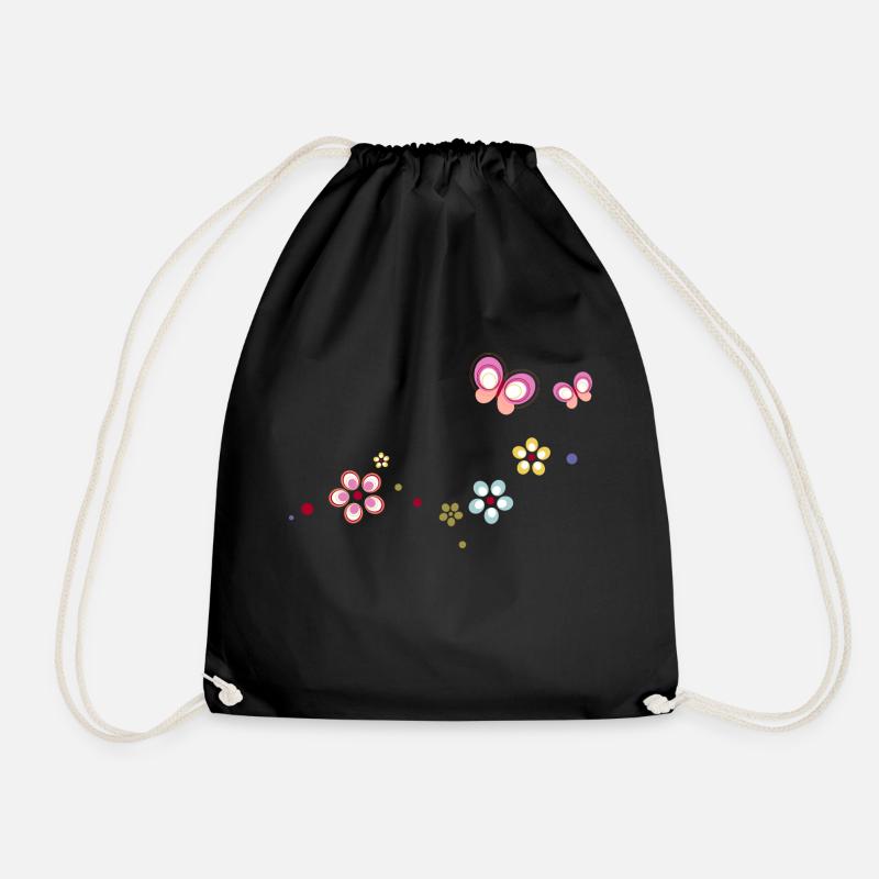 bunte Blümchen mit Schmetterlingen - Turnbeutel - Schwarz
