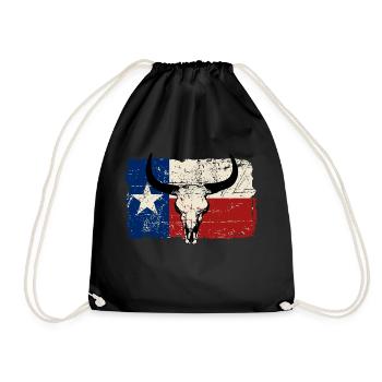 Texas Bull Flag - Vintage Look - Turnbeutel - Schwarz - Vorne