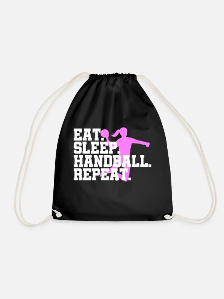Eat Sleep Handball Handballerin Repeat - Turnbeutel - Schwarz