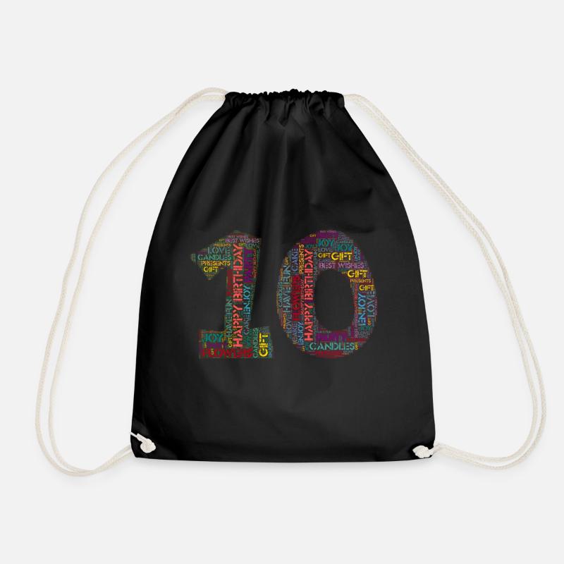 Happy Birthday - 10 years - Drawstring Bag - black