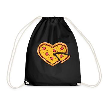 Pizza heart - Drawstring Bag - black - Front