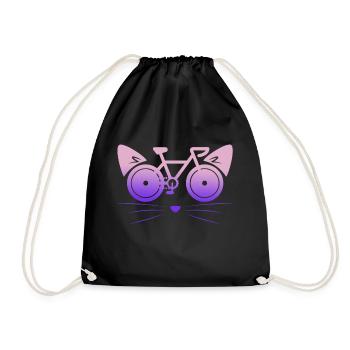 Fahrrad und Katze - Turnbeutel - Schwarz - Vorne