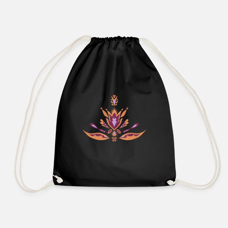 Good luck pattern - Drawstring Bag - black