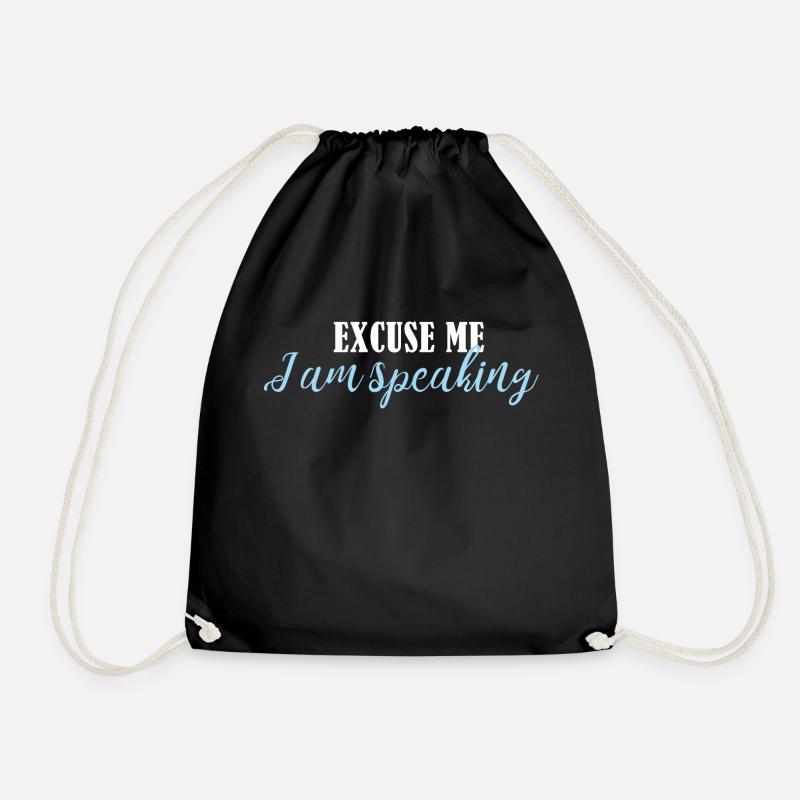 excuse me im speaking - Drawstring Bag - black
