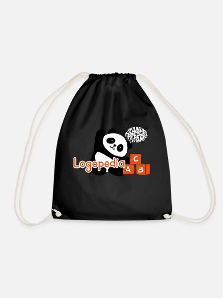 Panda speech therapy - Drawstring Bag - black