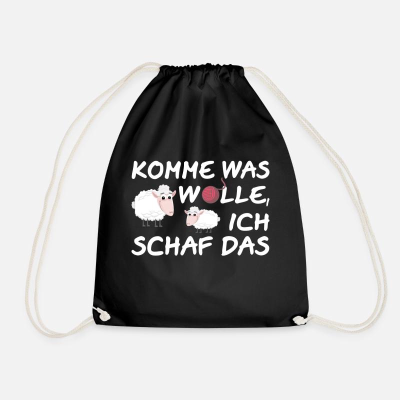 Komme was Wolle ich Schaf das - lustiger Spruch - Turnbeutel - Schwarz