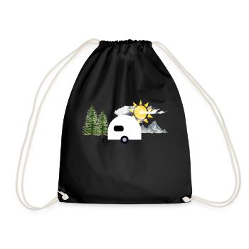Nature with caravan - Drawstring Bag - black - Front