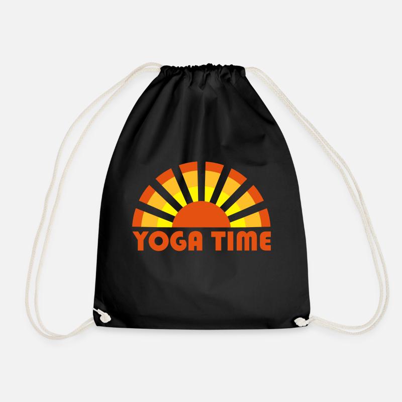 sunny yoga time logo - Drawstring Bag - black
