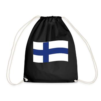 Finnland Flagge Finland Fahne Finnish Finn Land - Turnbeutel - Schwarz - Vorne