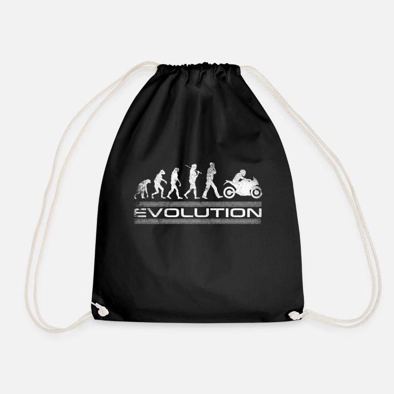 Evolution motorcycle bikers funny motorbike motorcycle - Drawstring Bag - black