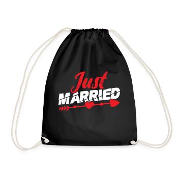 just married - Drawstring Bag - black - Front